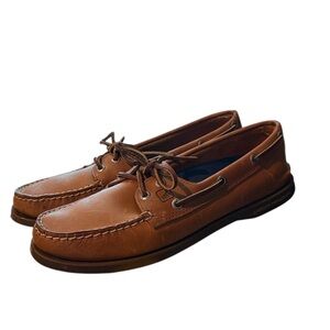 Sperry Top Sider Tan Leather Women’s Two Eye Boat Shoe Loafers Size 9.5M
